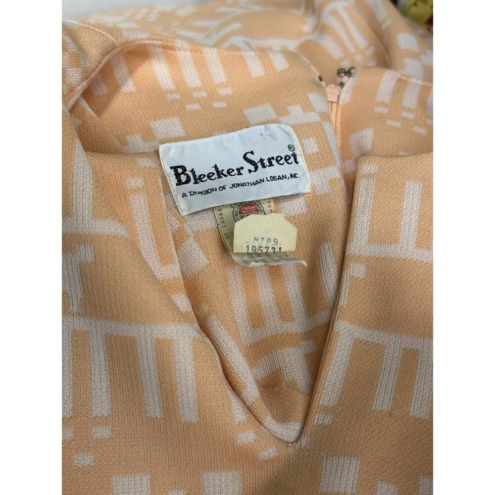 vintage bleeker street 60s Union made orange geometric dress Size 14